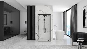 Rea Rapid Swing, 3-stenový sprchovací kút 90 (dvere) x 80 (stena) x 195 cm, 6mm číre sklo, čierny profil, KPL-009952