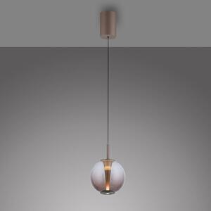 PURE LED závesné svietidlo Infinity, bronzová/jantárová, Ø 18 cm,, Hnedá / staromosadz, Obývacia izba / jedáleň, Sklo, Závesné svietidlo