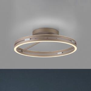 PURE stropné LED svetlo Loop bronzová farba, kov Ø 60 cm, Hnedá / staromosadz, Obývacia izba / jedáleň, Hliník, Moderný, Stropné svetlo polkruhové s priestorom