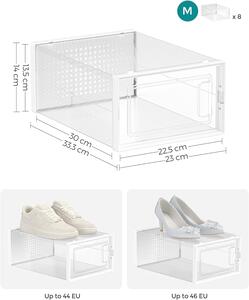 SONGMICS Box na topánky - transparentná/biela - 23x14x33, 3 cm - set 8 ks