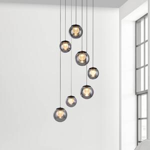 PURE LED závesné svietidlo Popup, sivá/dymovo sivá, Ø 40 cm, 7-pl., Hliník / sivá / zinok, Obývacia izba / jedáleň, Hliník, Závesné svietidlo