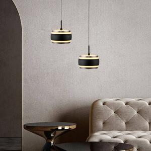 PURE LED závesné svietidlo Falling Rings, čierna, Ø 13 cm,, Čierna, Obývacia izba / jedáleň, kov, Moderný, Závesné svietidlo