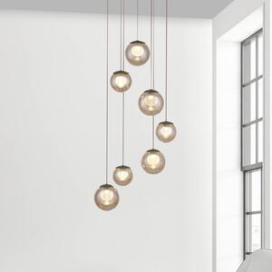 PURE LED závesné svietidlo Popup, bronzová/jantárová Ø 40 cm, 7-pl., Hnedá / staromosadz, Obývacia izba / jedáleň, Hliník, Závesné svietidlo
