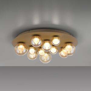 PURE stropné LED svetlo Popup, bronzová/jantárová Ø 60 cm 11-pl., Hnedá / staromosadz, Obývacia izba / jedáleň, kov, Stropné svetlo
