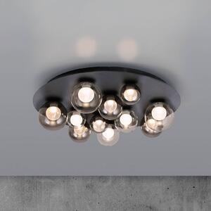 PURE stropné LED svetlo Popup, sivá/dymovo sivá, Ø 60 cm, 11-pl., Hliník / sivá / zinok, Obývacia izba / jedáleň, kov, Stropné svetlo