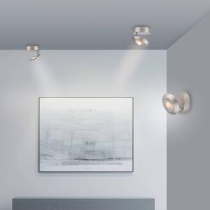PURE stropné LED svetlo Oculis, strieborná farba Ø 15 cm železo/sklo, Chrómová / strieborná, Obývacia izba / jedáleň, Moderný, Závesné svietidlo