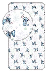 Jerry Fabrics Bavlnené napínacie prostieradlo 90x200 + 25 cm - Lilo and Stitch "Ohana White"