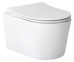 CERANO - Závesná WC misa Puerto, Rimless + sedátko Taco, softclose - biela lesklá - 35x50 cm