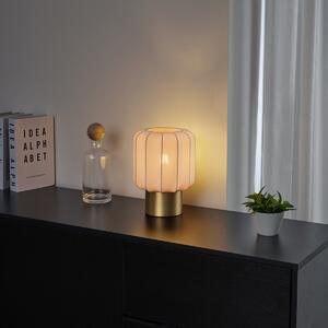 Japandi stolná lampa zlatá s béžovým tienidlom - Pluni