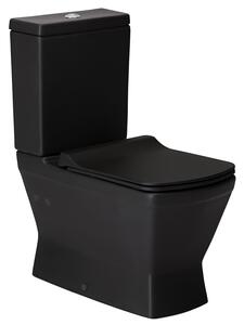 CERANO - Rimless WC kombi Loreto s nádržkou, spodný/zadný odpad - čierna