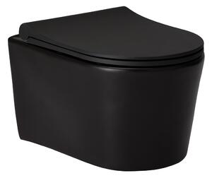 Cerano Puerto, závesná WC misa Rimless 50x35 cm bez WC sedadla, čierna matná, CER-CER-403392