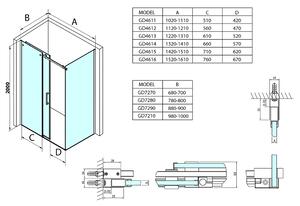 Gelco, DRAGON obdĺžniková sprchová zástena 900x1200mm L/P varianta,rohový vstup, GD4290GD4212