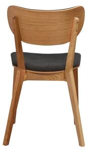 Hnedá dubová jedálenská stolička s tmavosivým sedadlom Rowico Cato