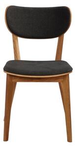 Hnedá dubová jedálenská stolička s tmavosivým sedadlom Rowico Cato