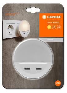 Ledvance - LED Nočné svietidlo do zásuvky so senzorom LUNETTA 2xUSB LED/13W/230V