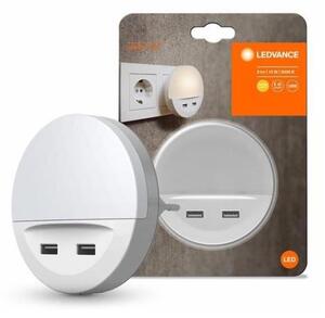 Ledvance - LED Nočné svietidlo do zásuvky so senzorom LUNETTA 2xUSB LED/13W/230V