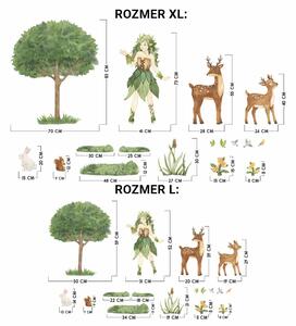Nálepky na stenu Rozprávkový les DK457 - lesná žienka, zvieratká a stromy
