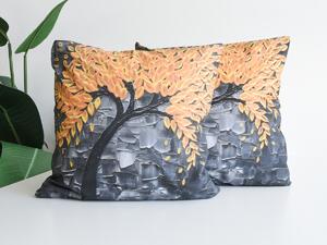 XPOSE® Bavlnená obliečka na vankúš ZLATÝ STROM 40x40 cm 2ks