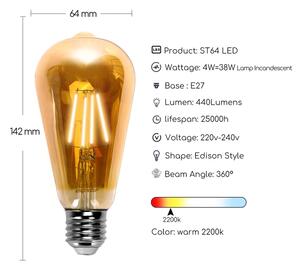 LED Žiarovka ST64 E27/4W/230V 2200K - Aigostar