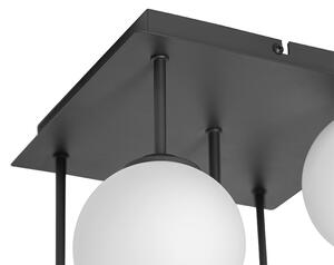 Moderné stropné svietidlo čierne s opálovým sklom 5-svetlo - Athens