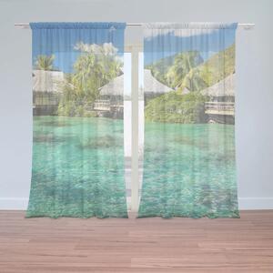 Sablio Záclony Chatky na mori: 2ks 150x250cm