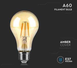 LED Žiarovka FILAMENT AMBER A67 E27/10W/230V 2200K