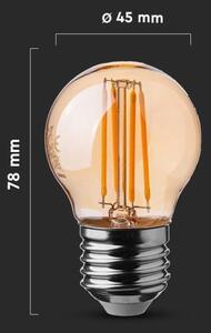 LED Žiarovka FILAMENT AMBER G45 E27/4W/230V 2200K