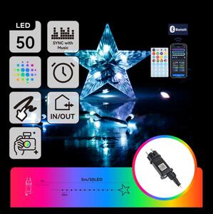 Aigostar - LED RGBICW Vonkajší svetelný reťazec 50xLED/10W/230V 5m IP44 + DO
