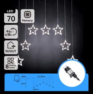 Aigostar - LED Vonkajší reťaz 70xLED/230V 1,2x1m IP44 studená biela hviezdy