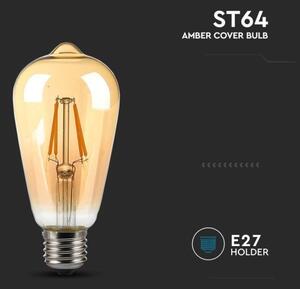 LED Žiarovka FILAMENT AMBER ST64 E27/8W/230V 2200K