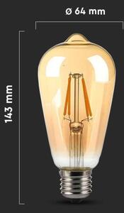 LED Žiarovka FILAMENT AMBER ST64 E27/8W/230V 2200K
