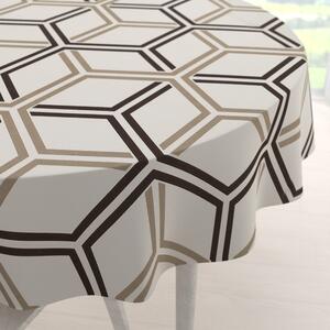Biante Bavlnený okrúhly obrus Sandra SA-558 Hnedé hexagóny na krémovom Ø 50 cm