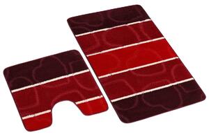 Bellatex Sada kúpeľňových predložiek Avangard Srdce červená, 60 x 100 cm, 60 x 50 cm