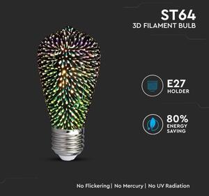 LED 3D Dekoračná žiarovka FILAMENT ST64 E27/3W/230V 3000K