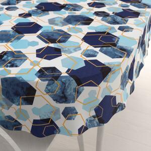 Biante Bavlnený oválny obrus Sandra SA-574 Modré hexagóny na bielom 50x100 cm