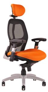 Ergonomická kancelárska stolička na kolieskach Office Pro SATURN – s podrúčkami, viac farieb NET oranžová