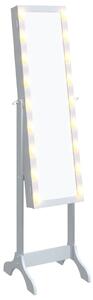 Voľne stojace zrkadlo s LED, biele 34x37x146 cm