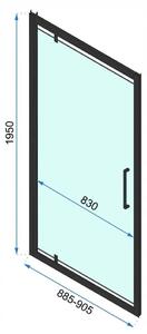 Rea Rapid Swing, 1-krídlové sprchové dvere 900x1950 mm, 6mm číre sklo, zlatý matný profil, REA-K2502