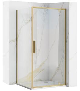 Rea Rapid Swing, rohový sprchovací kút 100(dvere) x 100(stena) x 195 cm, 6mm číre sklo, zlatý matný profil, KPL-02505