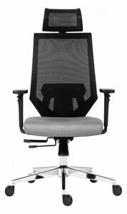 Kancelárska stolička na kolieskach Antares EDGE – s podrúčkami a opierkou, šedý sedák