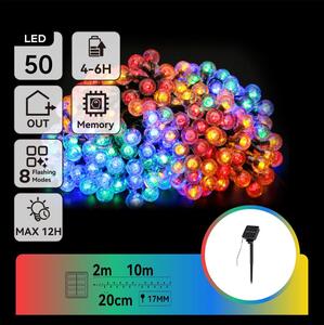Aigostar - LED Solárna dekoračná reťaz 50xLED/8 funkcií 12m IP65 multicolor