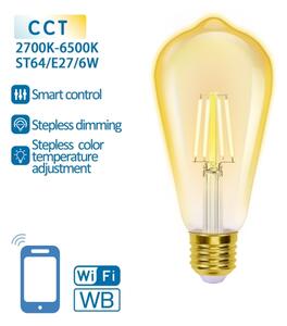 LED Stmievateľná žiarovka FILAMENT ST64 E27/6W/230V 2700-6500K Wi-Fi - Aigostar