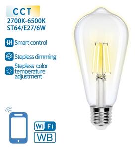 LED Stmievateľná žiarovka FILAMENT ST64 E27/6W/230V 2700-6500K Wi-Fi - Aigostar