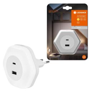 Ledvance - LED Orientačné svietidlo do zásuvky s USB LUNETTA LED/15W/230V