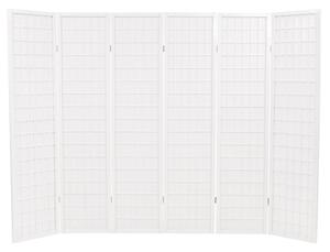 Skladací paraván so 6 panelmi, japonský štýl 240x170 cm, biely