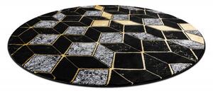 Dywany Łuszczów AKCIA: 150x150 (průměr) kruh cm Kusový koberec Gloss 400B 86 3D geometric black/gold kruh - 150x150 (priemer) kruh cm