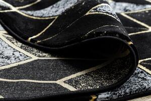 Dywany Łuszczów Kusový koberec Gloss 400B 86 3D geometric black/gold kruh - 120x120 (priemer) kruh cm