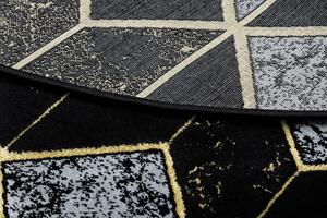 Dywany Łuszczów AKCIA: 150x150 (průměr) kruh cm Kusový koberec Gloss 400B 86 3D geometric black/gold kruh - 150x150 (priemer) kruh cm