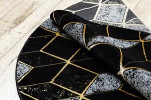 Dywany Łuszczów Kusový koberec Gloss 400B 86 3D geometric black/gold kruh - 150x150 (priemer) kruh cm