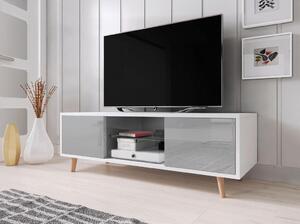 NÍZKA KOMODA, sivá, biela, 140/45/42 cm MID.YOU - TV nábytok, Online Only